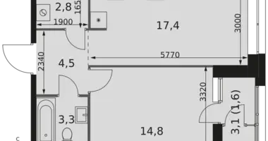 Apartamento 1 habitación en Moscú, Rusia