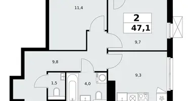 Apartamento 2 habitaciones en poselenie Sosenskoe, Rusia