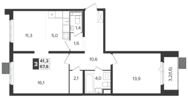 Apartamento 3 habitaciones en Leninsky District, Rusia