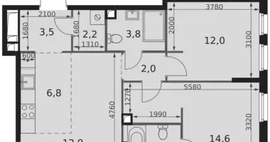 Apartamento 3 habitaciones en Moscú, Rusia