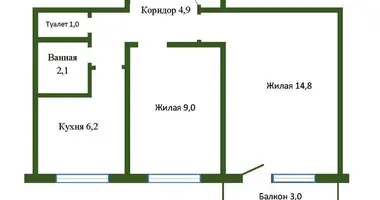 2 room apartment in Minsk, Belarus