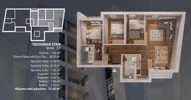 3 bedroom apartment in Bar, Montenegro
