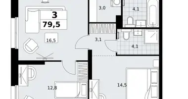 3 room apartment in Kommunarka, Russia