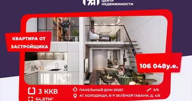 Wohnung 3 Zimmer in Kalodziscanski sielski Saviet, Weißrussland