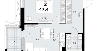 Wohnung 2 zimmer in Kommunarka, Russland