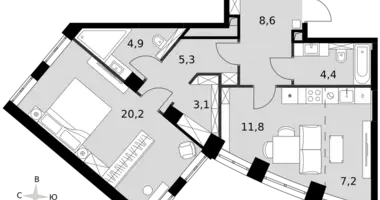 Appartement 2 chambres dans North-Western Administrative Okrug, Fédération de Russie