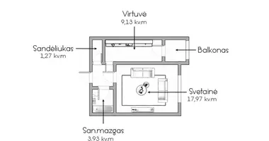 1 room apartment in Visaginas, Lithuania