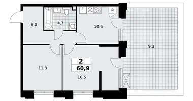 Apartamento 2 habitaciones en poselenie Sosenskoe, Rusia