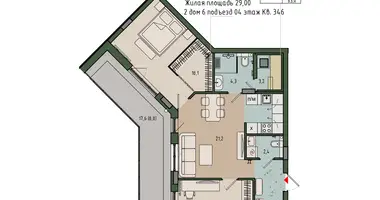 Wohnung 2 zimmer in Kaliningrad, Russland