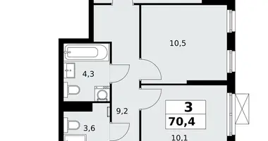 Apartamento 3 habitaciones en poselenie Sosenskoe, Rusia