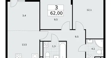 Apartamento 3 habitaciones en Postnikovo, Rusia