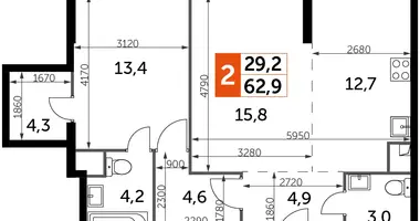 Apartamento 2 habitaciones en North-Western Administrative Okrug, Rusia