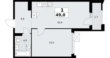1 room apartment in Troitsk, Russia