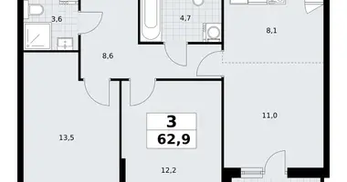 Apartamento 3 habitaciones en Postnikovo, Rusia