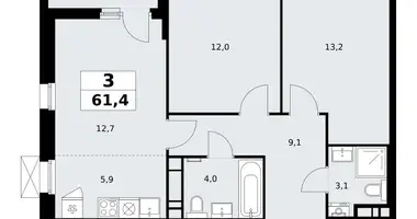 Apartamento 3 habitaciones en poselenie Sosenskoe, Rusia