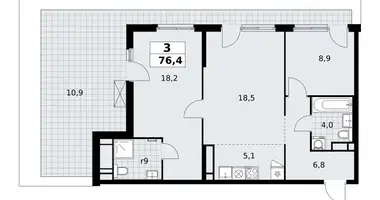 Apartamento 3 habitaciones en poselenie Sosenskoe, Rusia