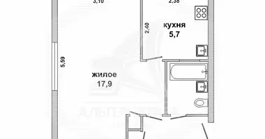 Apartamento 1 habitación en Zhabinka, Bielorrusia