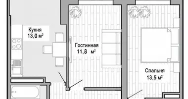 2 room apartment in Odessa, Ukraine