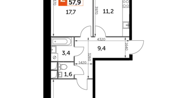 Apartamento 2 habitaciones en Razvilka, Rusia