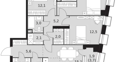 Wohnung 3 zimmer in Nordwestlicher Verwaltungsbezirk, Russland