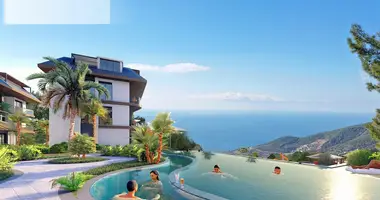 2 room apartment with balcony, with air conditioning, with sea view in Alanya, Turkey