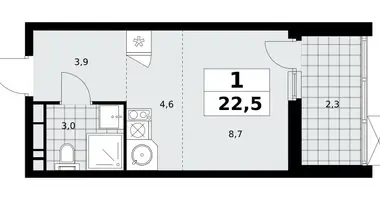 Wohnung 1 Zimmer in Moskau, Russland