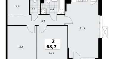 2 room apartment in Kommunarka, Russia