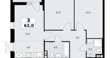 Apartamento 3 habitaciones en poselenie Sosenskoe, Rusia