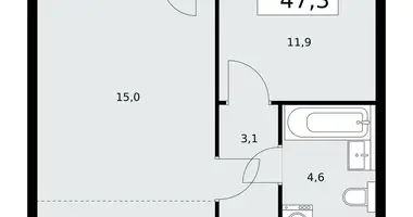 Apartamento 2 habitaciones en poselenie Sosenskoe, Rusia