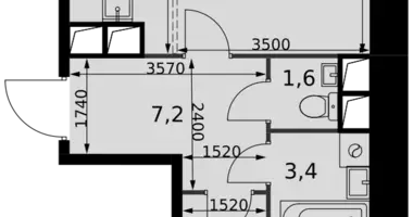 Apartamento 2 habitaciones en Razvilka, Rusia