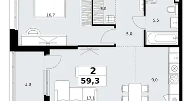 Apartamento 2 habitaciones en Kommunarka, Rusia