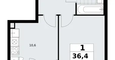 1 room apartment in Troitsk, Russia