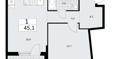 1 room apartment in Troitsk, Russia