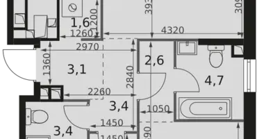 Apartamento 3 habitaciones en Moscú, Rusia