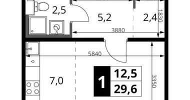 1 room studio apartment in Khimki, Russia