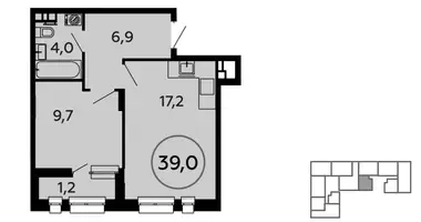 Wohnung 1 zimmer in Moskau, Russland