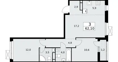 Apartamento 3 habitaciones en Postnikovo, Rusia