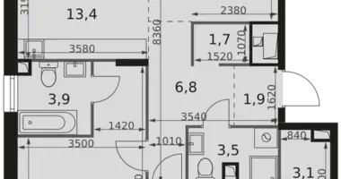 Apartamento 3 habitaciones en Moscú, Rusia