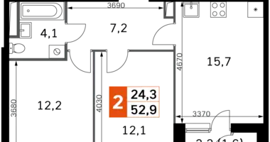 Appartement 2 chambres dans Moscou, Fédération de Russie