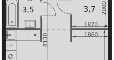 Estudio 1 habitación en Moscú, Rusia