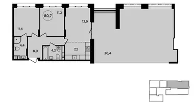 Apartamento 3 habitaciones en Moscú, Rusia