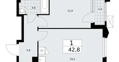 Apartamento 1 habitación en Troitsk, Rusia