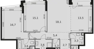 Apartamento 3 habitaciones en Moscú, Rusia