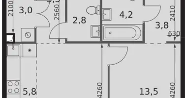 Appartement 2 chambres dans Moscou, Russie