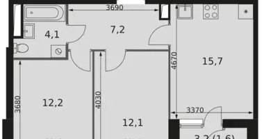 2 room apartment in Moscow, Russia