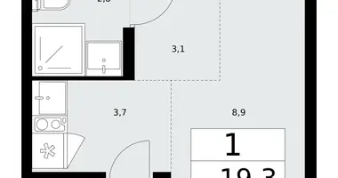 Apartamento 1 habitación en poselenie Desenovskoe, Rusia