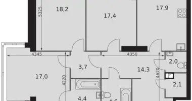 3 room apartment in Moscow, Russia