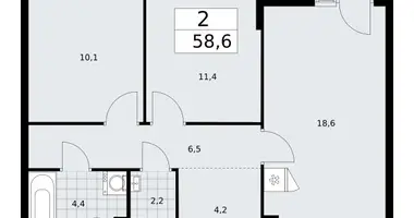 Apartamento 2 habitaciones en Troitsk, Rusia
