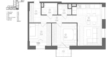 Apartamento 2 habitaciones en Moscú, Rusia