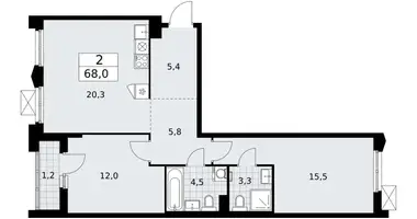 2 room apartment in Troitsk, Russia